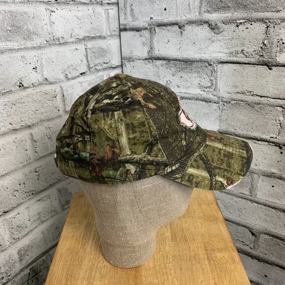 Mossy Oak Camo Hat Distressed Embroidered Adjustable Trucker Cap - Picture 2 of 7